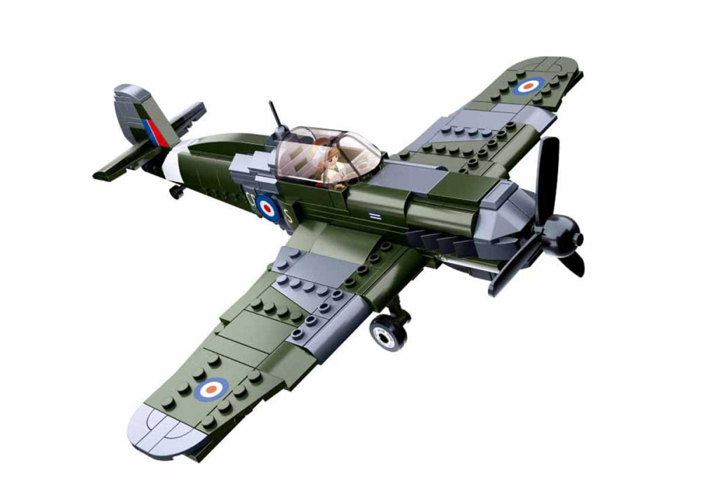 Briques EMBOITABLES COMPATIBLE LEGO AVION SPITFIRE FIGHTER R.A.F WWII WW2 SLUBAN