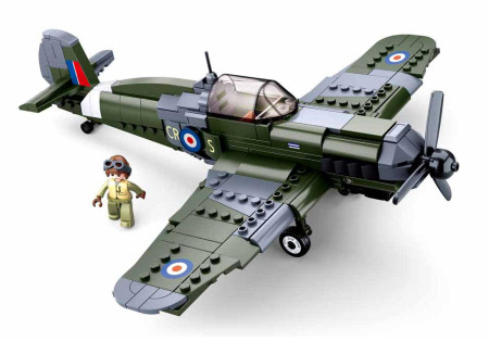 Briques EMBOITABLES COMPATIBLE LEGO AVION SPITFIRE FIGHTER R.A.F WWII WW2 SLUBAN