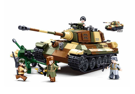 Briques EMBOITABLES COMPATIBLE LEGO CHAR TANK KING TIGER 2EN1 WWII WW2 SLUBAN