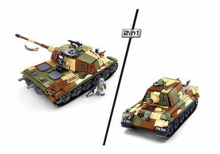 Briques EMBOITABLES COMPATIBLE LEGO CHAR TANK KING TIGER 2EN1 WWII WW2 SLUBAN