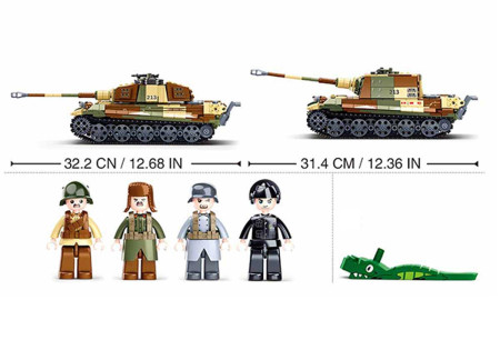 Briques EMBOITABLES COMPATIBLE LEGO CHAR TANK KING TIGER 2EN1 WWII WW2 SLUBAN