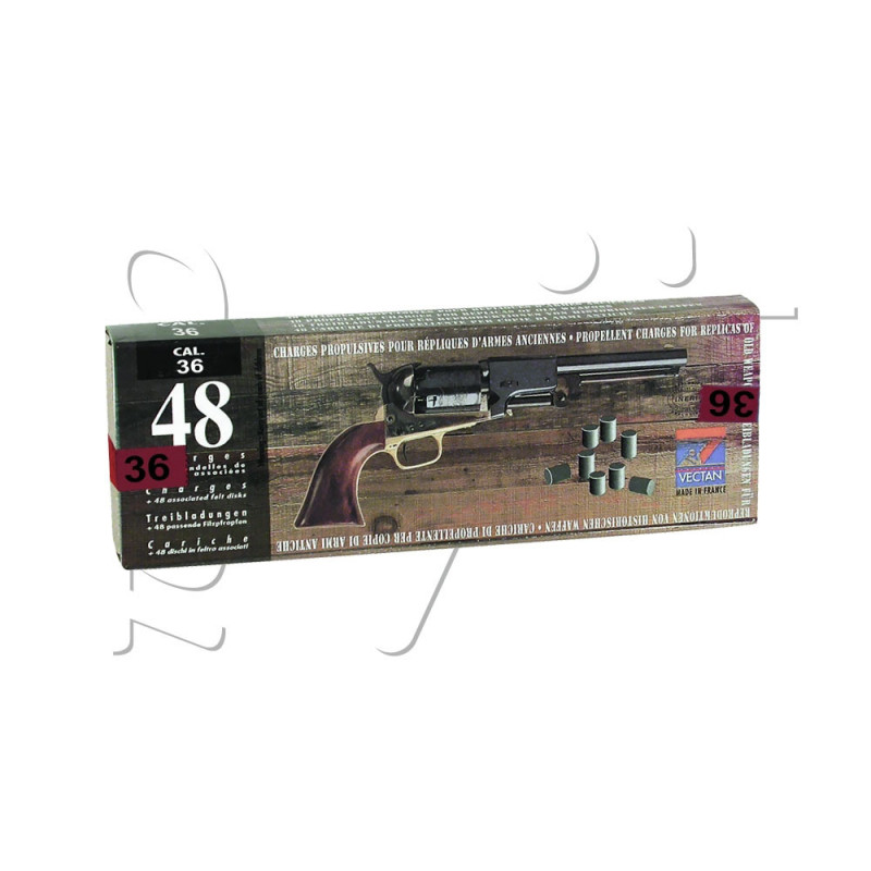 Charge POUDRE NOIRE Calibre 36 + BOURRE VECTAN x12