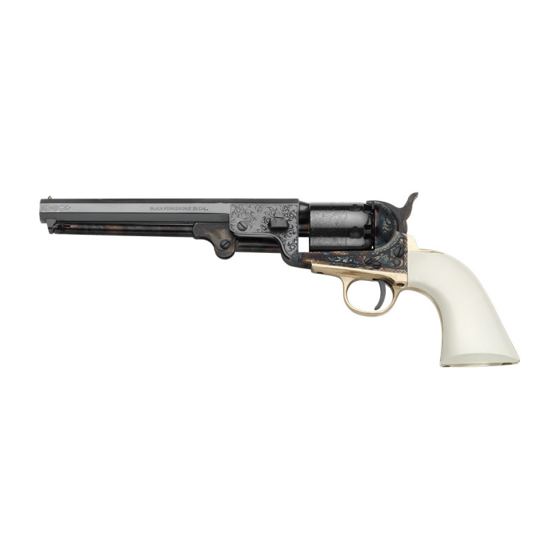 Revolver COLT 1851 NAVY YANK ACIER DELUXE GRAVE CROSSE IVOIRINE Calibre 36 PIETTA (YANDLIG36) EDITION LIMITEE