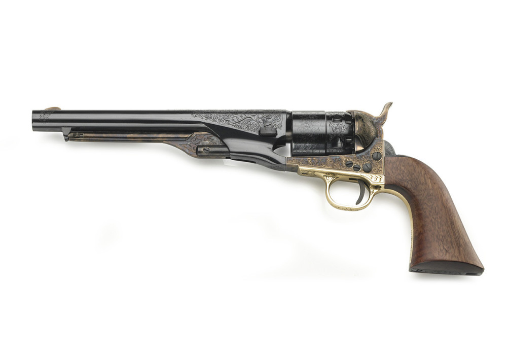 Revolver COLT 1861 ARMY UNION ET LIBERTY ACIER JASPE BRONZE PONTET LAITON Calibre 44 PIETTA (CAS44LEUL)