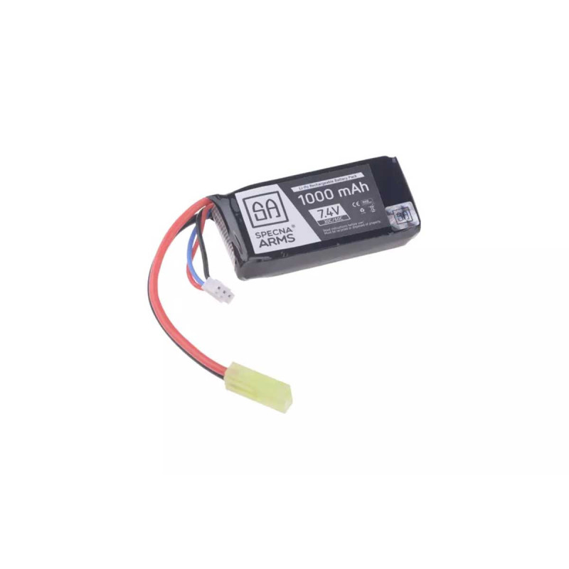 Batterie LIPO 7.4V 1000 mAh 30/60C 35x65x12 mm MINI TAMIYA SPECNA ARMS (Boitier PEQ)