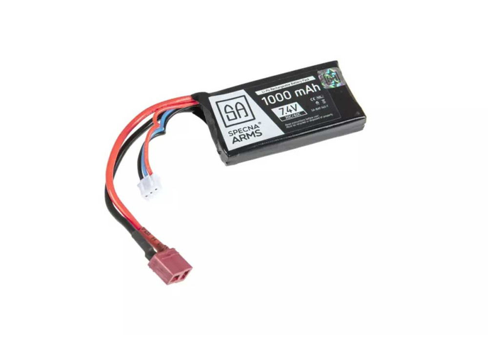 Batterie LIPO 7.4V 1000 mAh 30/60C 35x65x12 mm T-DEANS SPECNA ARMS (Boitier PEQ)