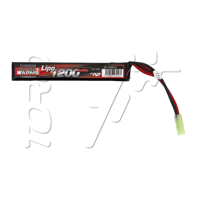 Batterie LIPO 7.4V 1200 mAh 25C 125x20x12mm 1 PACK SWISS ARMS