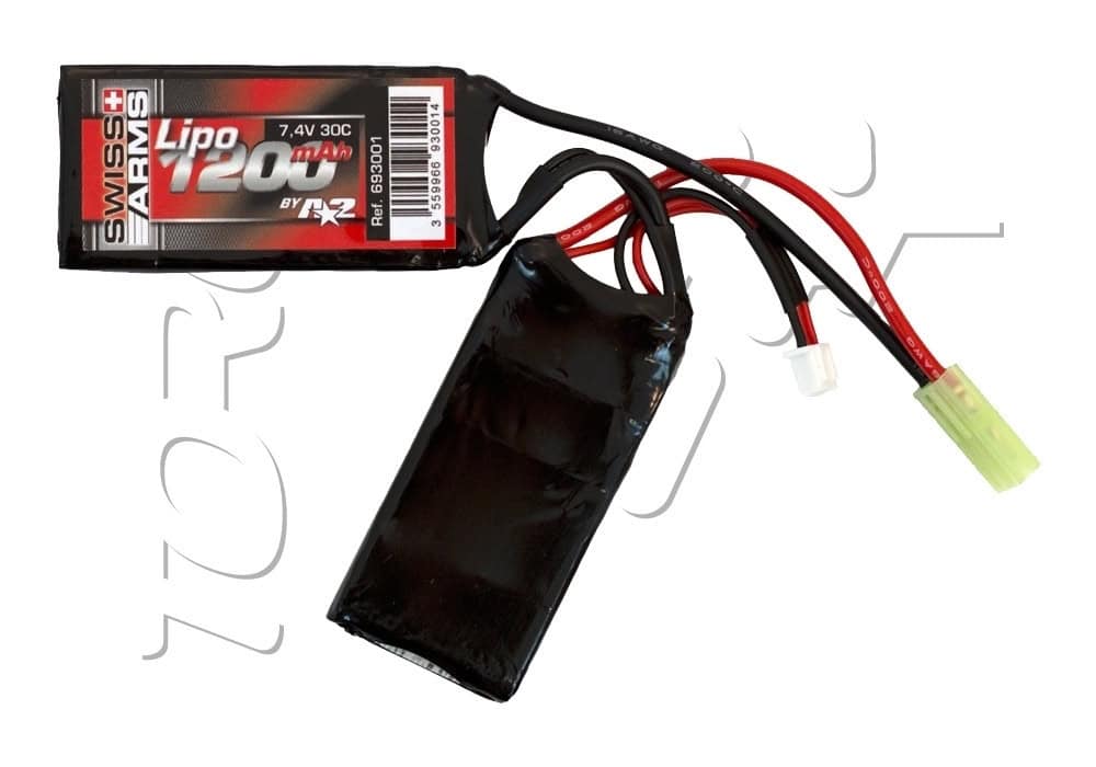 Batterie LIPO 7.4V 1200 mAh 30C 60x31x12mm 2 PACKS SWISS ARMS