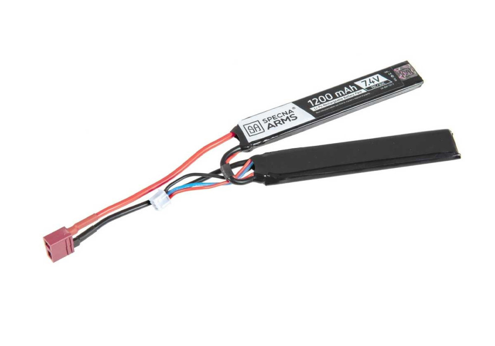 Batterie LIPO 7.4V 1200 mAh 15/30C 100x10x10 mm 2 STICKS T-DEANS SPECNA ARMS