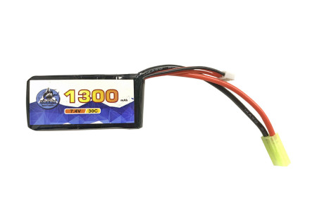 Batterie LIPO 7.4V 1300 mAh 30C 70x36x15mm 1 STICK 80g BURST 50C SHARK