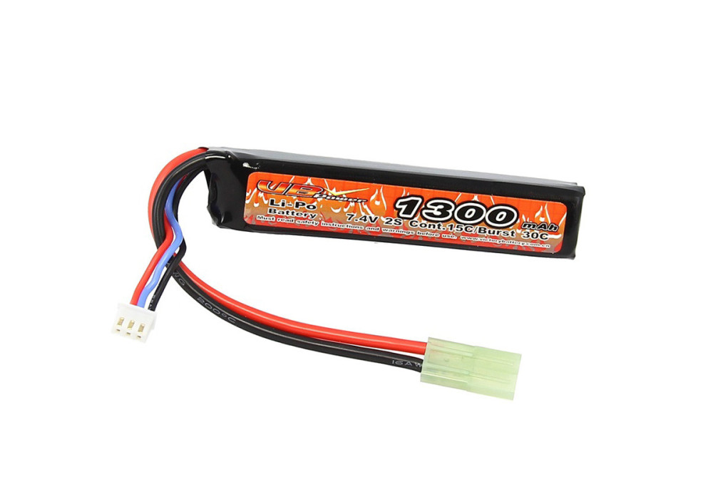 Batterie LIPO 7.4V 1300 mAh 15C 95x19x17mm 1 STICKS BURST 30C VB POWER