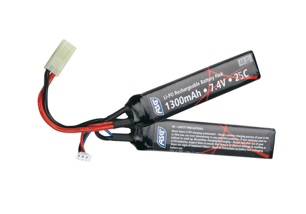 Batterie LIPO 7.4V 1300 mAh 25C 105x20x7mm 2 STICKS ASG