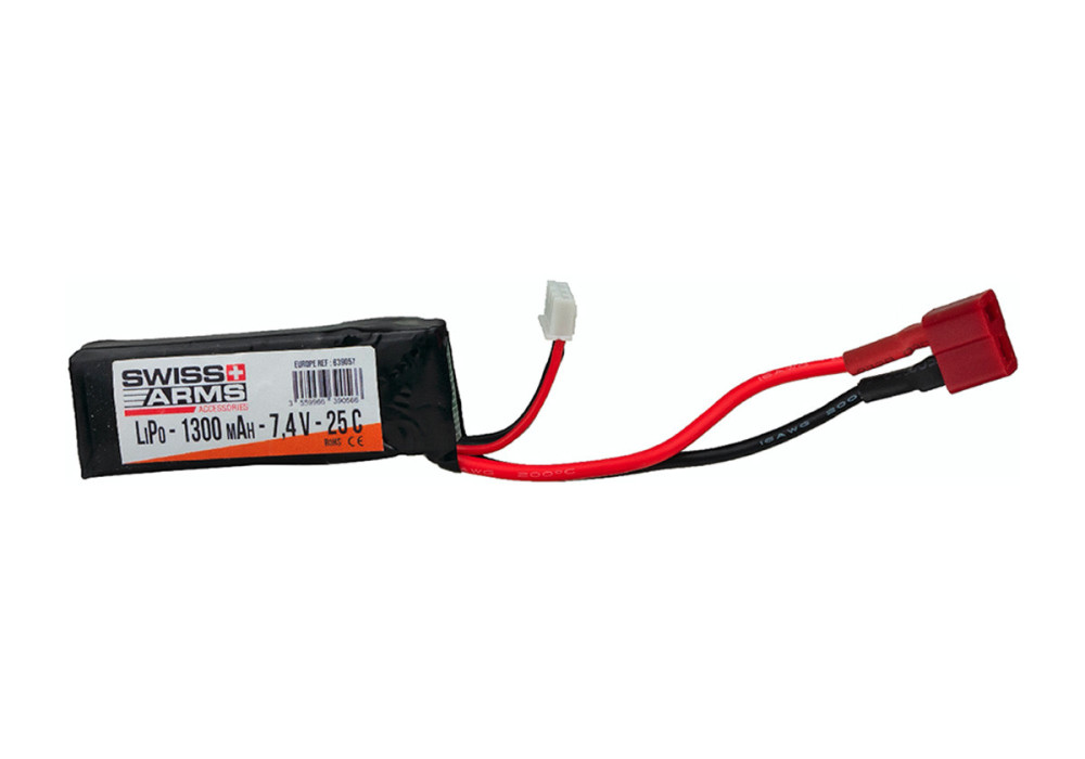 Batterie LIPO 7.4V 1300 mAh 25C 68x25x12mm 1 PACK T-DEANS SWISS ARMS V2