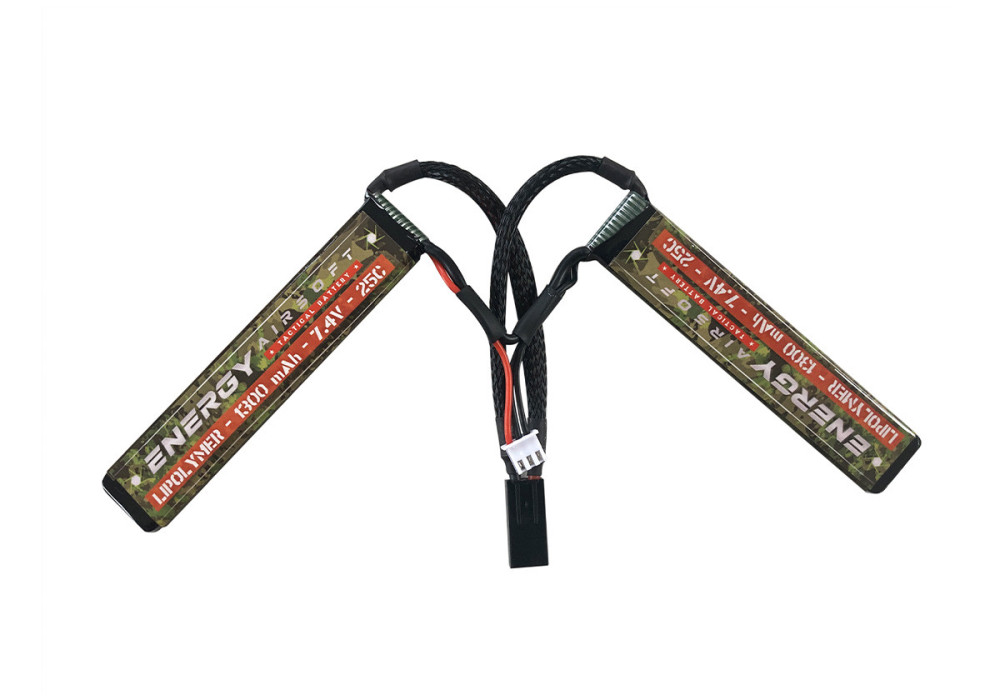 Batterie LIPO 7.4V 1300 mAh 25C 100x20x5 mm 2 PACK ENERGY AIRSOFT