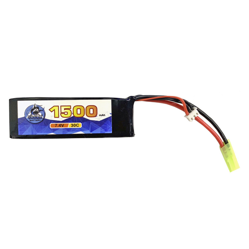 Batterie LIPO 7.4V 1500 mAh 30C 96x29x14mm 1 STICK 83g BURST 60C SHARK