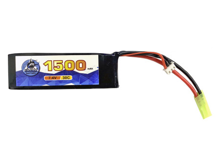 Batterie LIPO 7.4V 1500 mAh 30C 96x29x14mm 1 STICK 83g BURST 60C SHARK