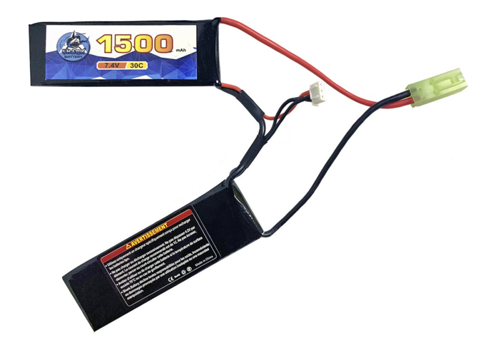 Batterie LIPO 7.4V 1500 mAh 30C 96x29x7mm 2 STICK 83g BURST 60C SHARK