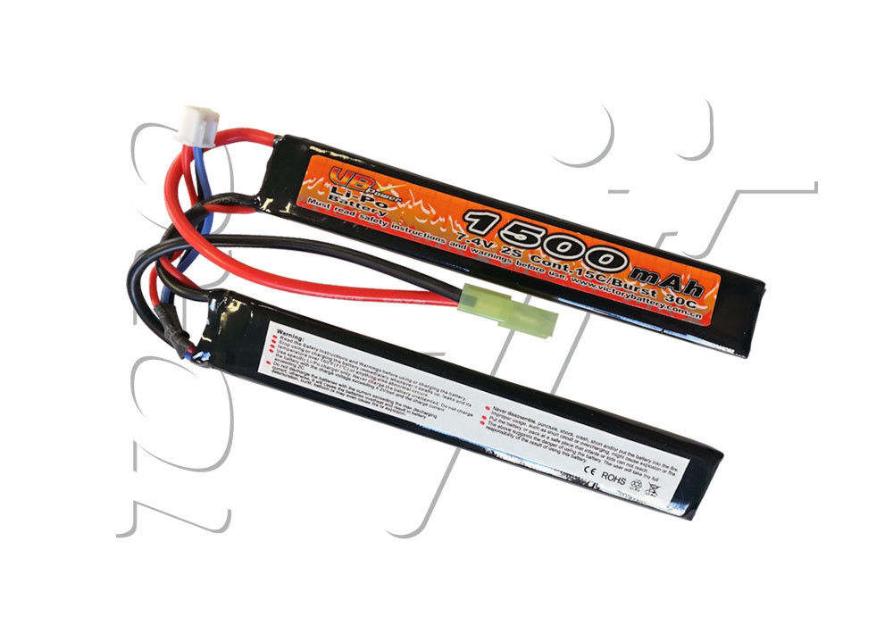 Batterie LIPO 7.4V 1500 mAh 15C 120x20x5mm 2 STICKS VB POWER