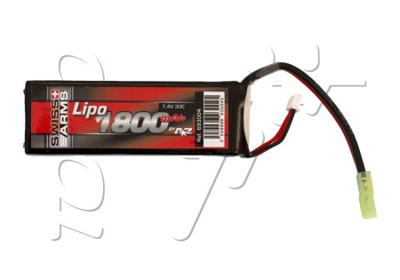 Batterie LIPO 7.4V 1800 mAh 30C 105x35x13mm 1 PACK SWISS ARMS