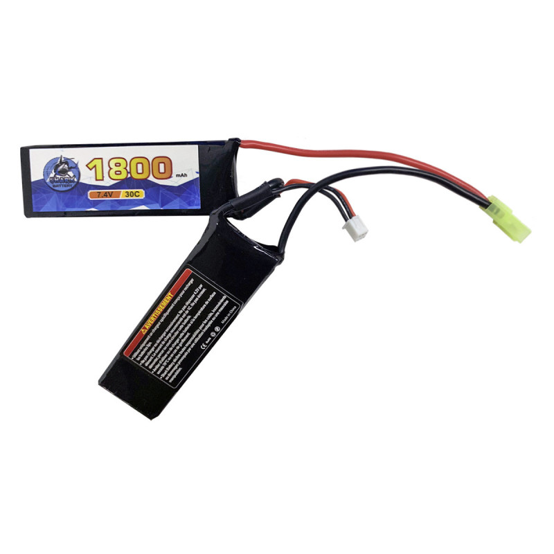 Batterie LIPO 7.4V 1800 mAh 30C 96x29x8mm 2 STICK 92g BURST 60C SHARK