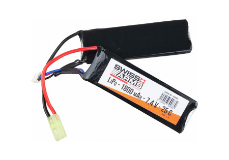 Batterie LIPO 7.4V 1800 mAh 25C 102x34x6mm 2 PACKS SWISS ARMS V2