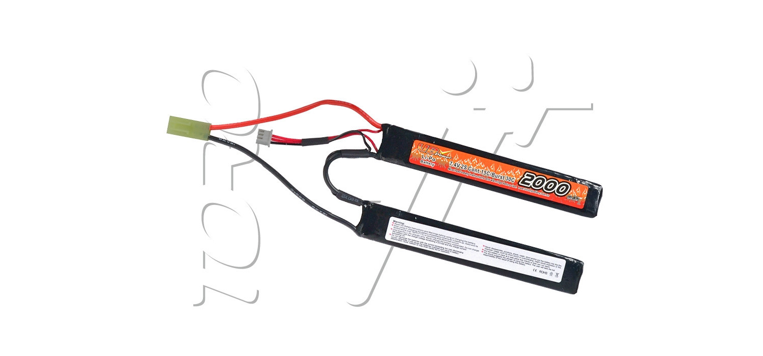 Batterie LIPO 7.4V 2000 mAh 15C 120x20x10mm 2 STICKS VB POWER