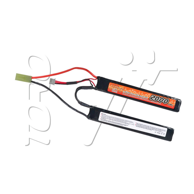 Batterie LIPO 7.4V 2000 mAh 15C 120x20x10mm 2 STICKS VB POWER