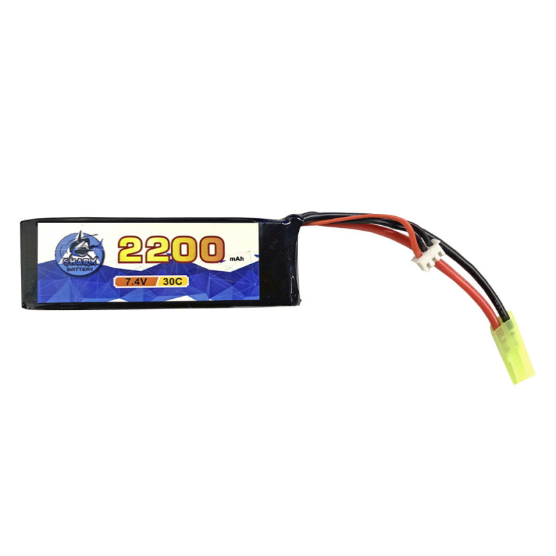 Batterie LIPO 7.4V 2200 mAh 30C 87x30x17mm 1 STICK 95g BURST 60C SHARK