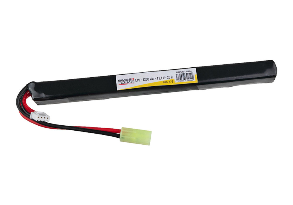 Batterie LIPO 11.1V 1200 mAh 25C 186x15x15mm 1 STICK SWISS ARMS V2