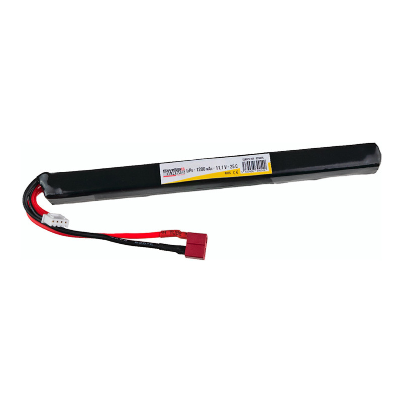 Batterie LIPO 11.1V 1200 mAh 25C 186x15x15mm 1 STICK T-DEANS SWISS ARMS V2