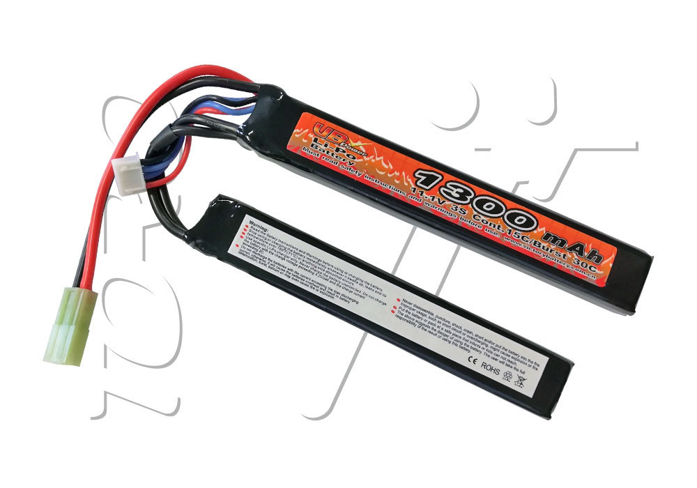 Batterie LIPO 11.1V 1300 mAh 15C 123x20x12mm 2 STICKS VB POWER