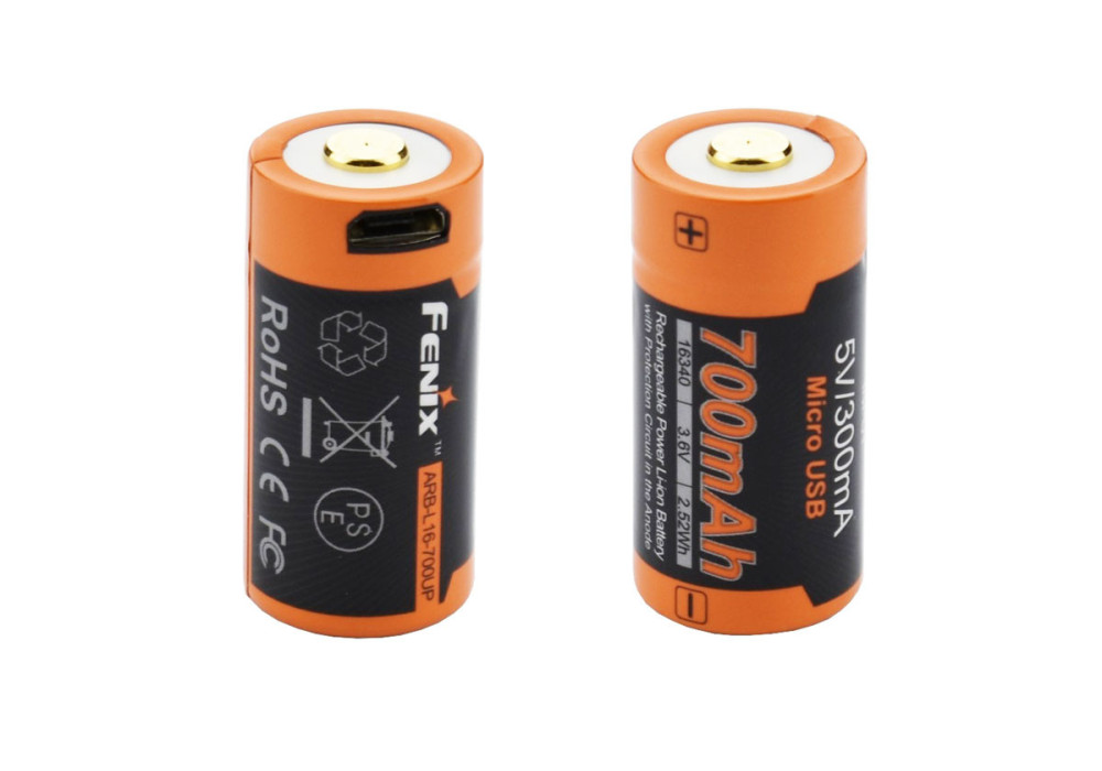 ACCU 3.6V 700mAh RECHARGEABLE USB 16340 ARB-L16-700UP FENIX