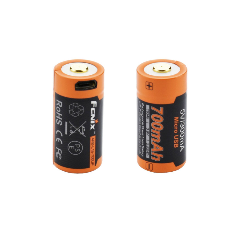 ACCU 3.6V 700mAh RECHARGEABLE USB 16340 ARB-L16-700UP FENIX