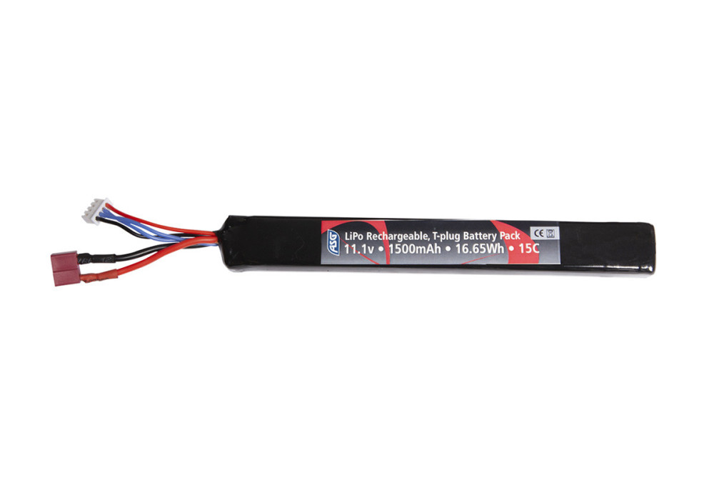 Batterie LIPO 11.1V 1500 mAh 15C 180x22x11mm 1 STICK T-DEANS ASG