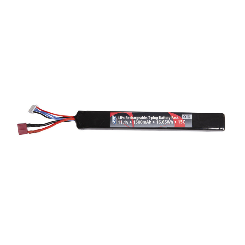 Batterie LIPO 11.1V 1500 mAh 15C 180x22x11mm 1 STICK T-DEANS ASG