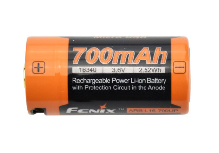 ACCU 3.6V 700mAh RECHARGEABLE USB 16340 ARB-L16-700UP FENIX