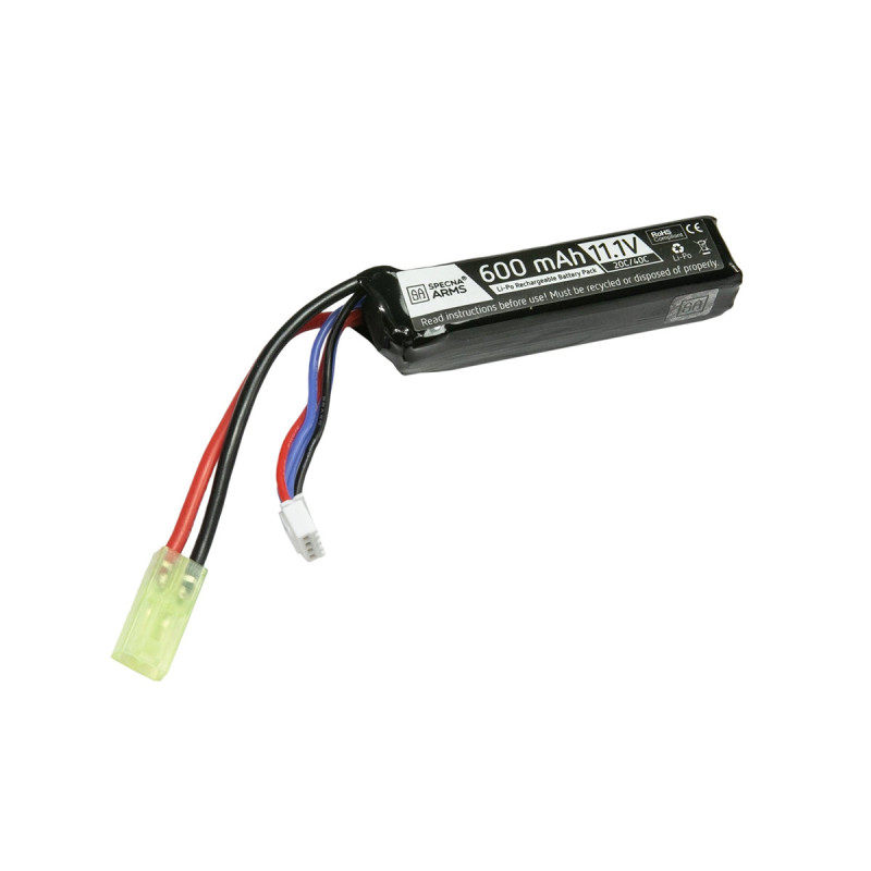 Batterie LIPO 11.1V 600 mAh 20/40C 16x75x16 mm 1 STICK MINI TAMYIYA SPECNA ARMS (Crosse PDW)