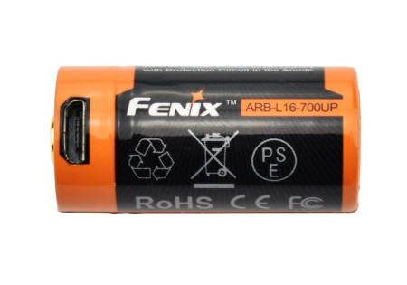 ACCU 3.6V 700mAh RECHARGEABLE USB 16340 ARB-L16-700UP FENIX