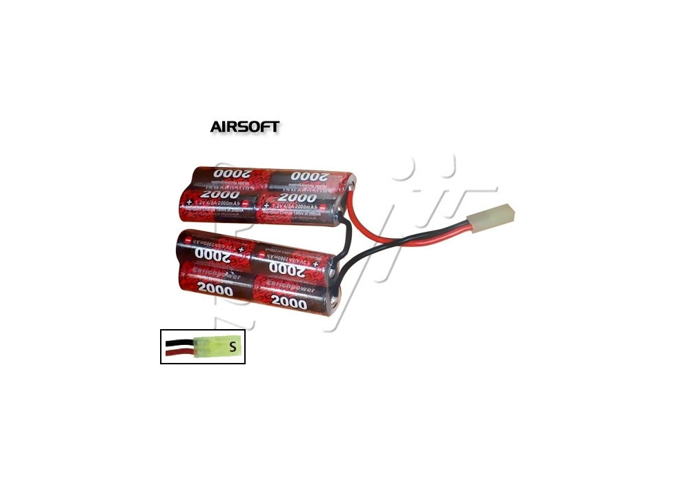 Batterie NIMH 9.6V 2000 mAh 85x34x18mm 2 PACKS DOUBLES ASG