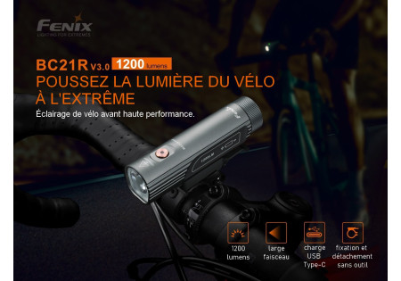 Lampe tactique FENIX BC21R V3 1200 LUMENS