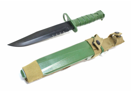 Couteau baïonnette FACTICE M10 AVEC ETUI CEINTURE S&T OLIVE