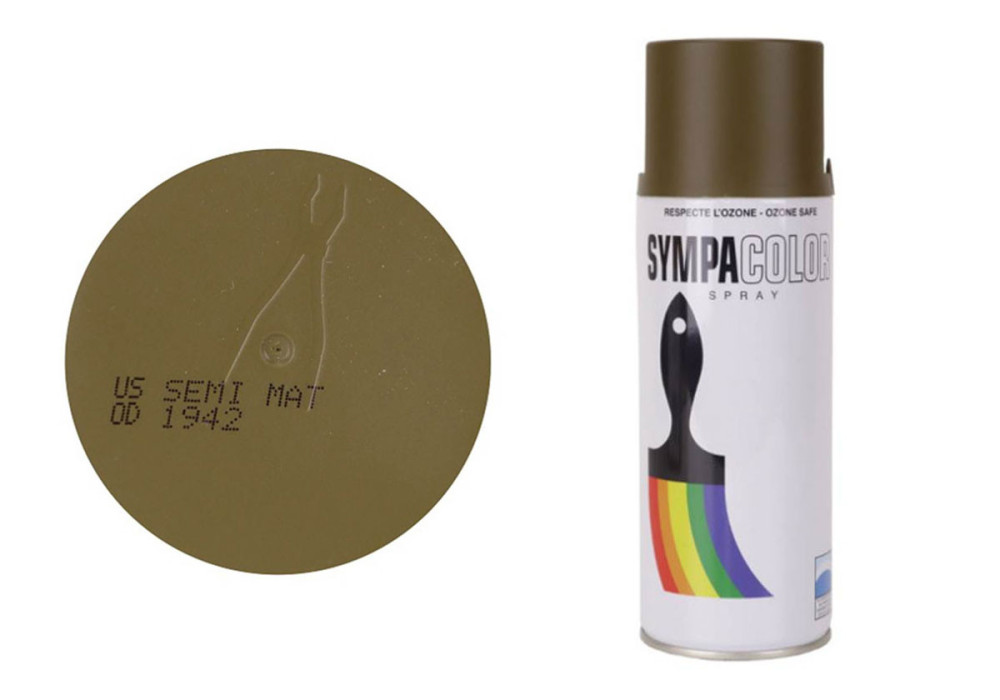 Peinture BOMBE MILITARIA US 1/2 MAT OD 1942 SPRAY 400ml SYMPACOLOR