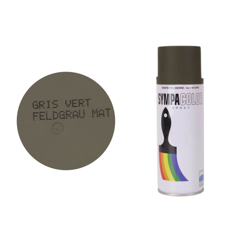 Peinture BOMBE MILITARIA GRIS VERT FELDGRAU MAT SPRAY 400ml SYMPACOLOR