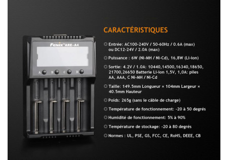 Chargeur SECTEUR 4 ACCUS ARE A4 FENIX