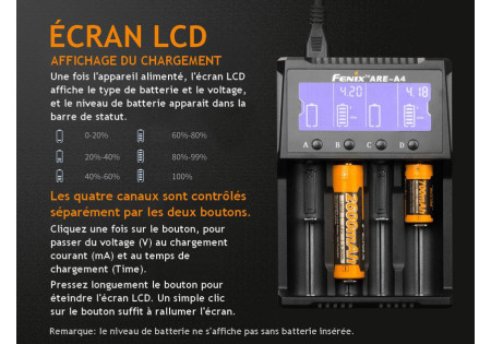 Chargeur SECTEUR 4 ACCUS ARE A4 FENIX