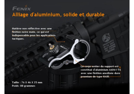 Montage POUR LAMPE DIAMETRE 23.5mm à 28mm FIXATION CANON ALG18 FENIX