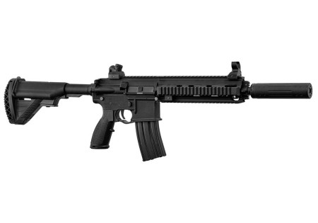 Fusil DELTA 595 TYPE HK416 120 Bbs AEG PICATINNY BLACK + SILENCIEUX BO MANUFACTURE