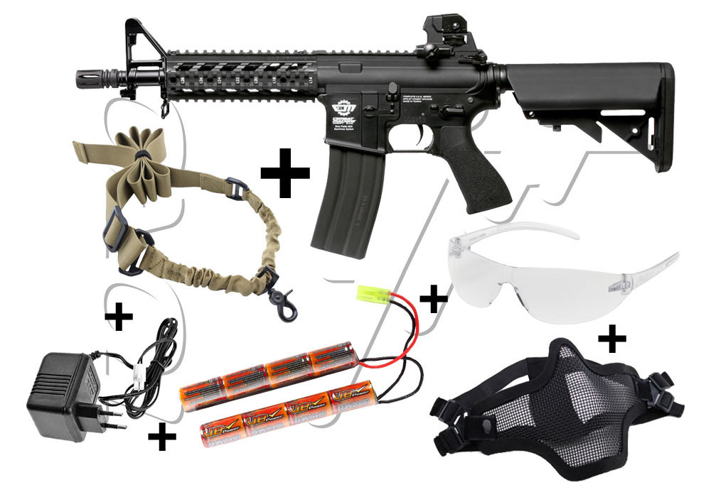 Pack FUSIL CM16 RAIDER BLACK AEG G&G ARMAMENT + ACCESSOIRES