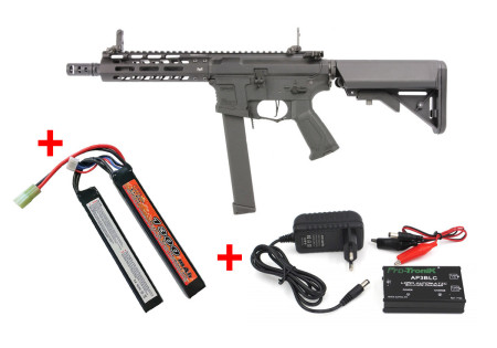 PACK FUSIL CM16 PCC9 BLACK AEG G&G ARMAMENT + LIPO 11.1V + CHARGEUR LIPO