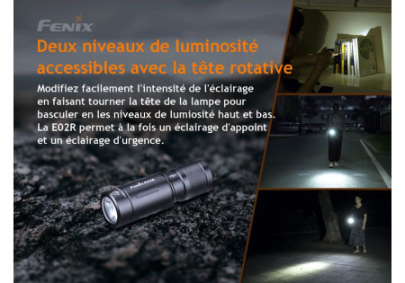 Lampe tactique FENIX E02R 200 LUMENS BLACK